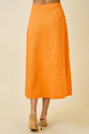 Orange Denim Midi Skirt