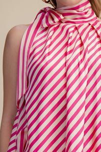 Tie Neck Striped Top