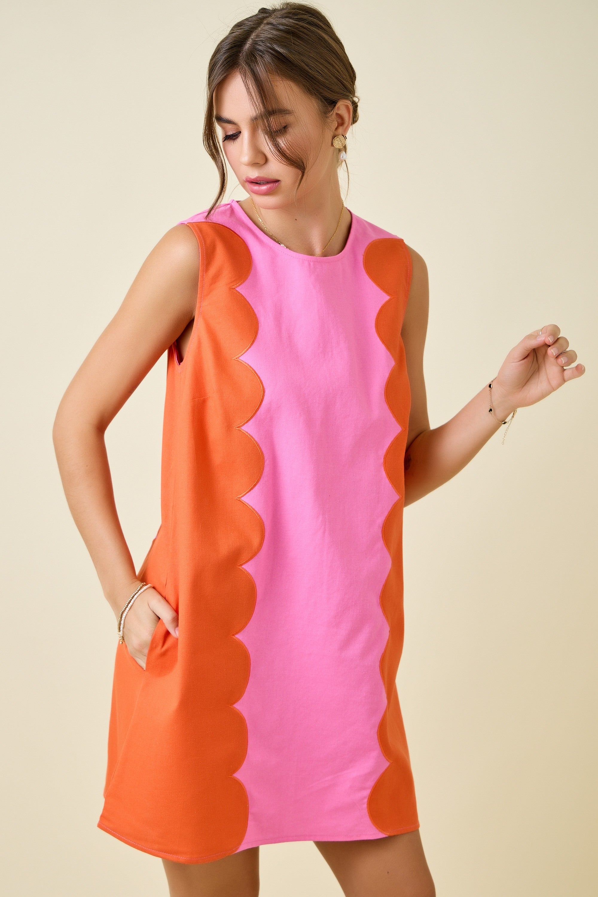 Scalloped Panel Mini Dress