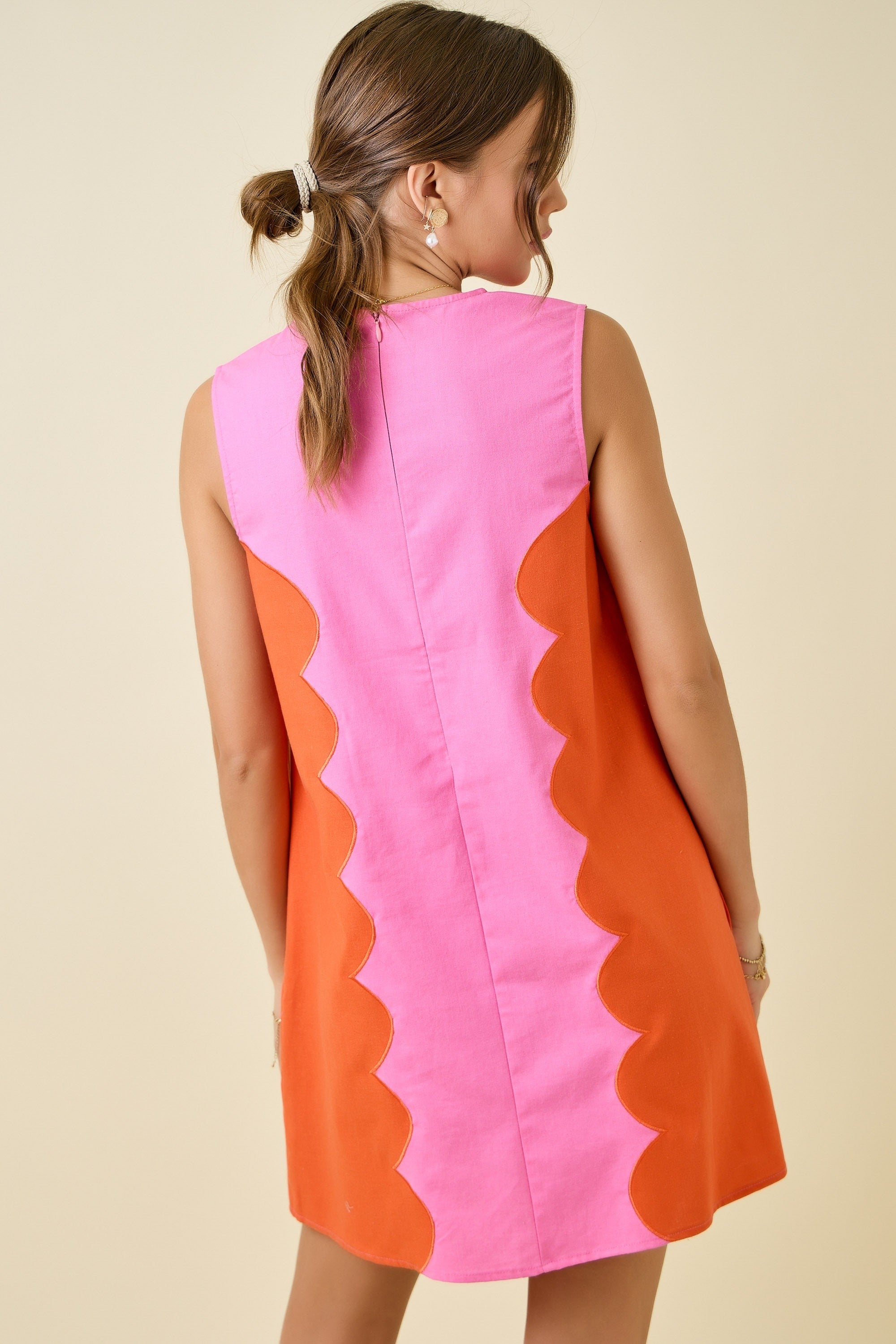 Scalloped Panel Mini Dress