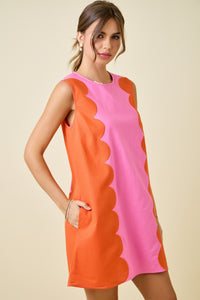 Scalloped Panel Mini Dress