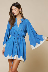 Lace Detailed Denim Dress