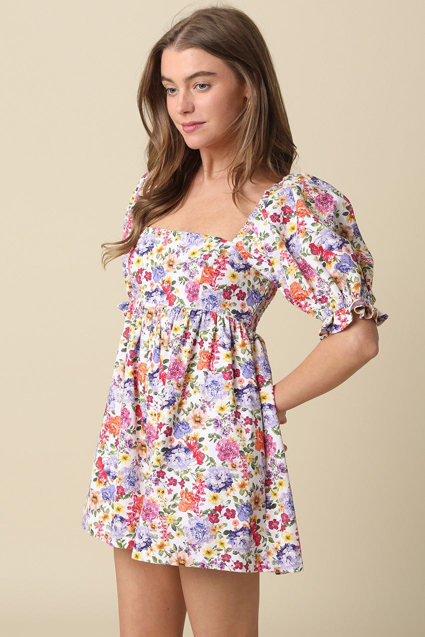 Floral Puff Sleeve Romper