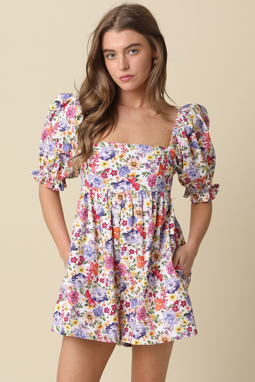 Floral Puff Sleeve Romper