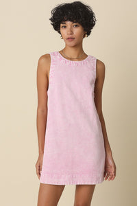 Pink Washed Denim Mini Dress