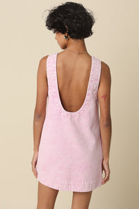 Pink Washed Denim Mini Dress