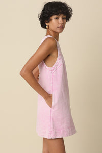 Pink Washed Denim Mini Dress