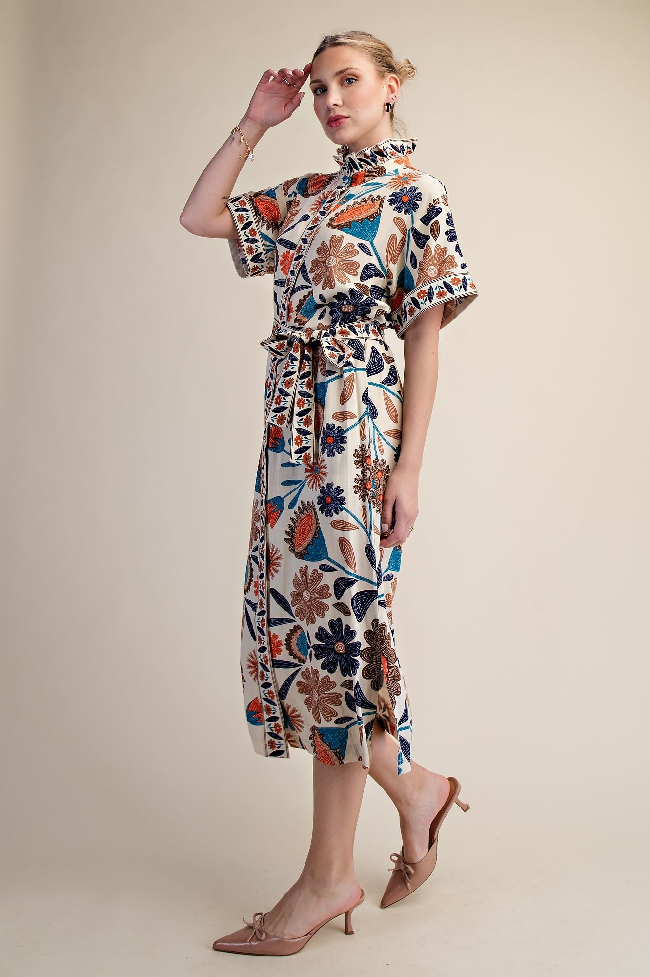 Printed Midi Shirt Dress