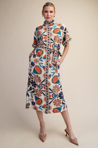 Printed Midi Shirt Dress