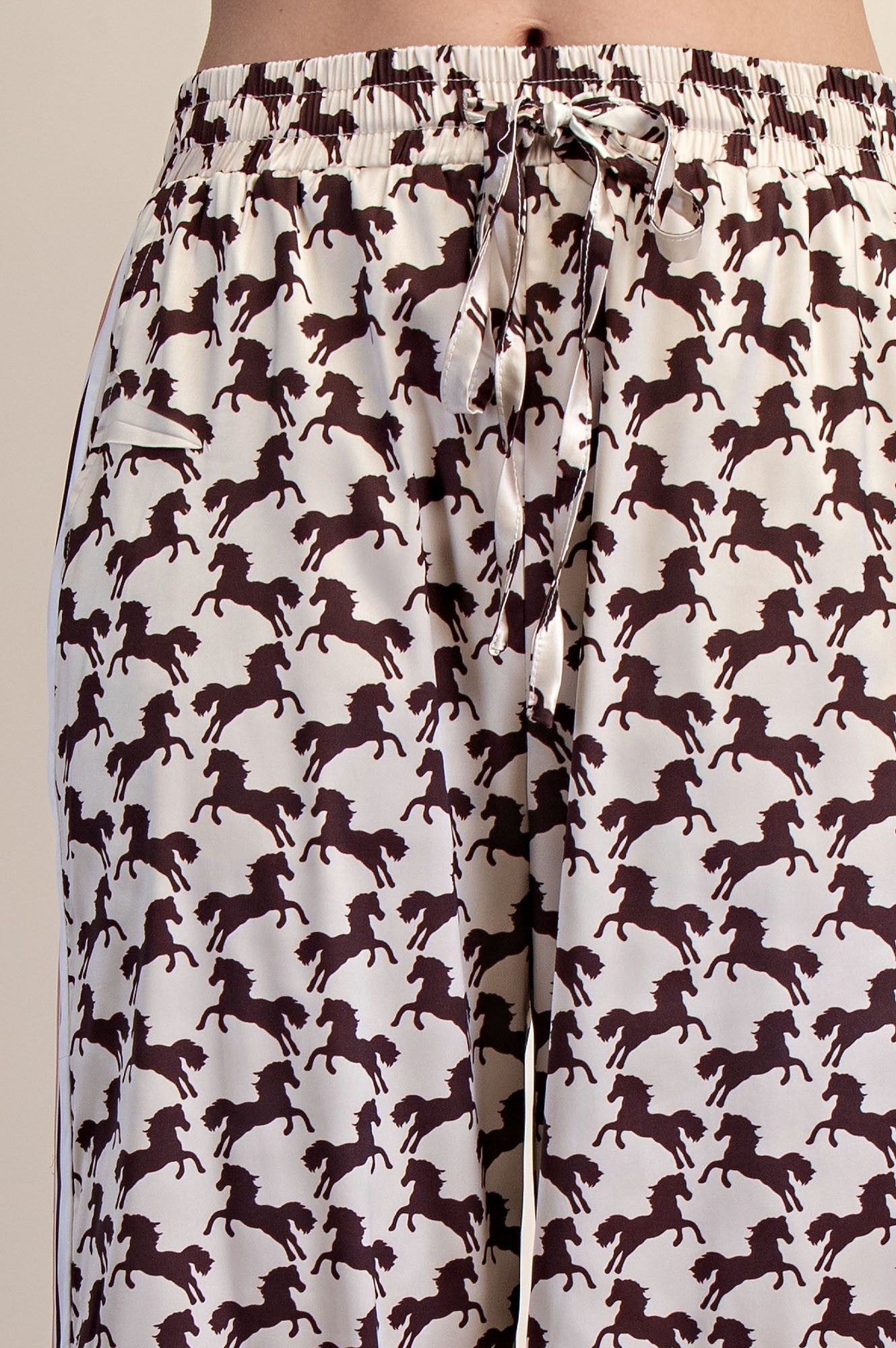 Horse Printed Satin Pants