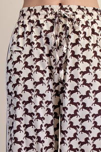 Horse Printed Satin Pants