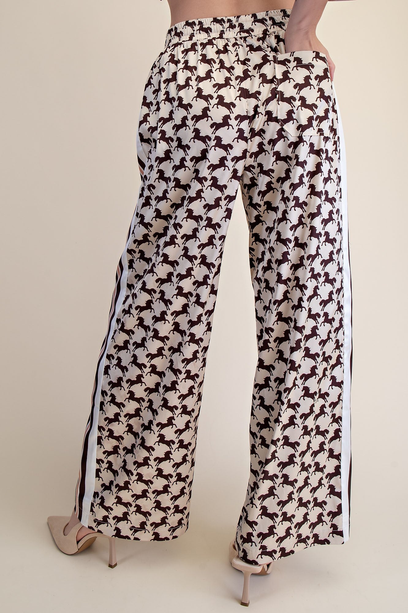 Horse Printed Satin Pants