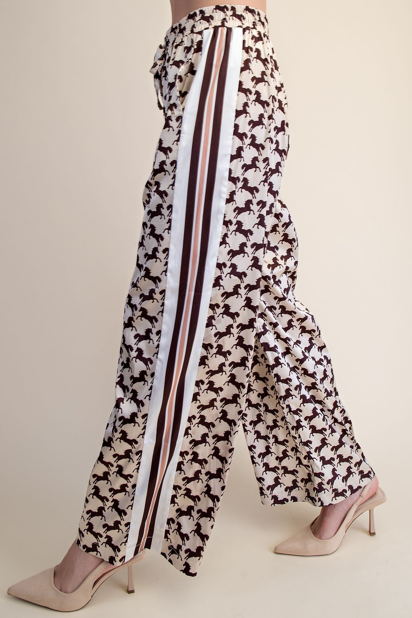 Horse Printed Satin Pants