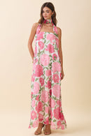 Strapless Floral Maxi with Scarf