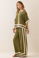 Contrast Trim Shirt & Pant Set