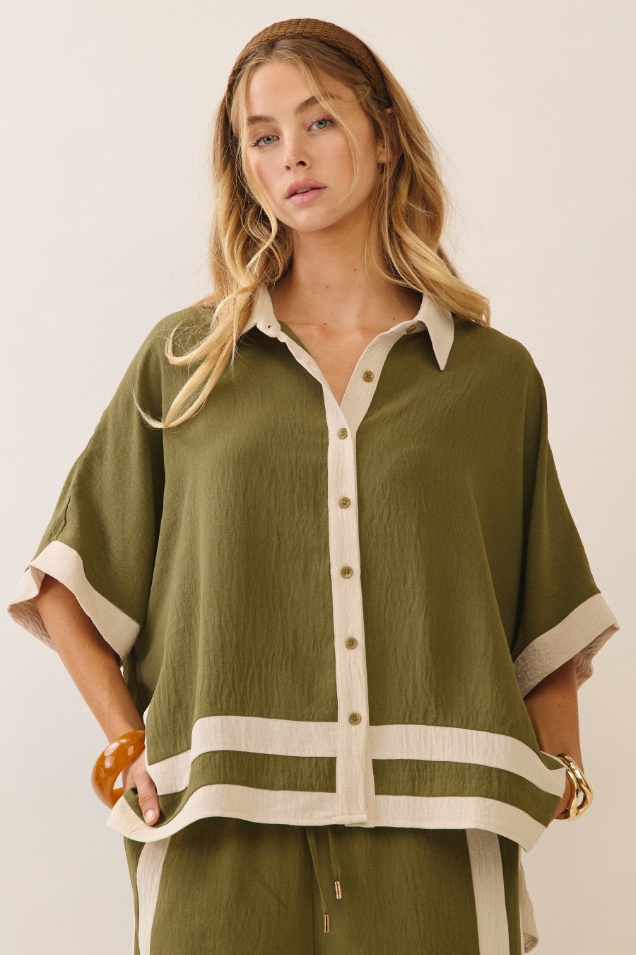 Contrast Trim Shirt & Pant Set