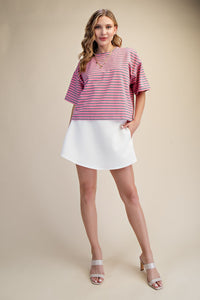 Pink Striped Cropped Tee