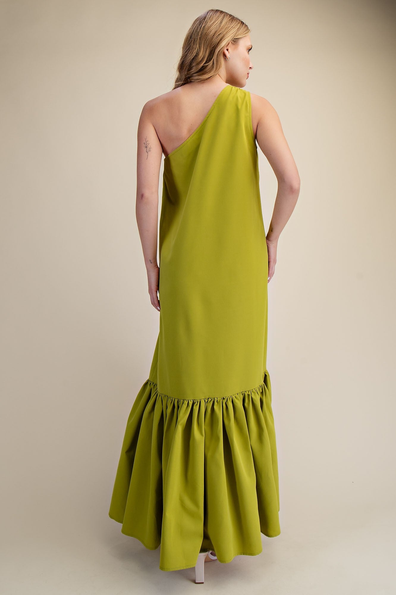One Shoulder Ruffle Maxi Dress