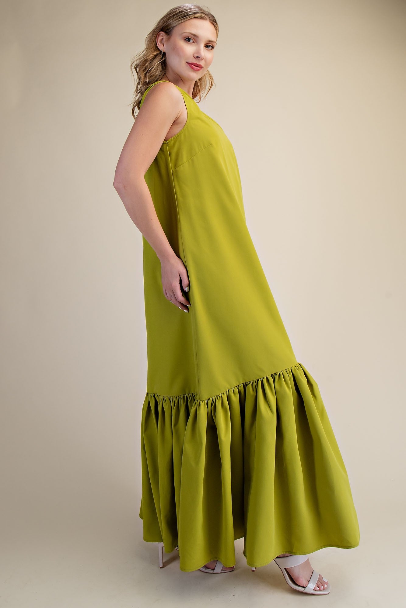 One Shoulder Ruffle Maxi Dress