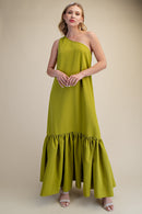 One Shoulder Ruffle Maxi Dress
