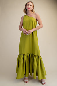 One Shoulder Ruffle Maxi Dress