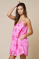 Shell Embroidered Mini Dress
