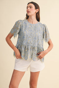 Floral Lace Peplum Top