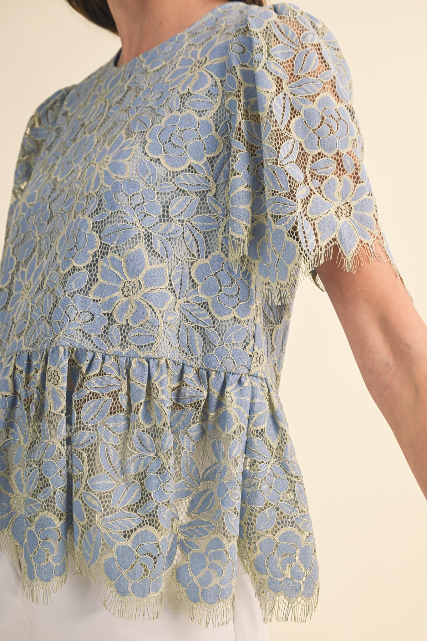 Floral Lace Peplum Top