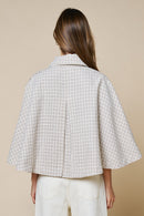 Plaid Collared Poncho Top