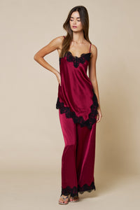 Satin Asymmetrical Lace Top & Pant Set