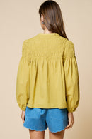Smocked Bubble Sleeve Blouse