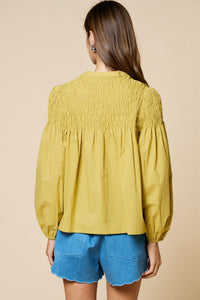 Smocked Bubble Sleeve Blouse