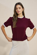 Lace Trim Knit Top