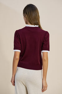 Lace Trim Knit Top