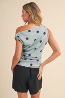 Polka Dot Asymmetrical Blouse