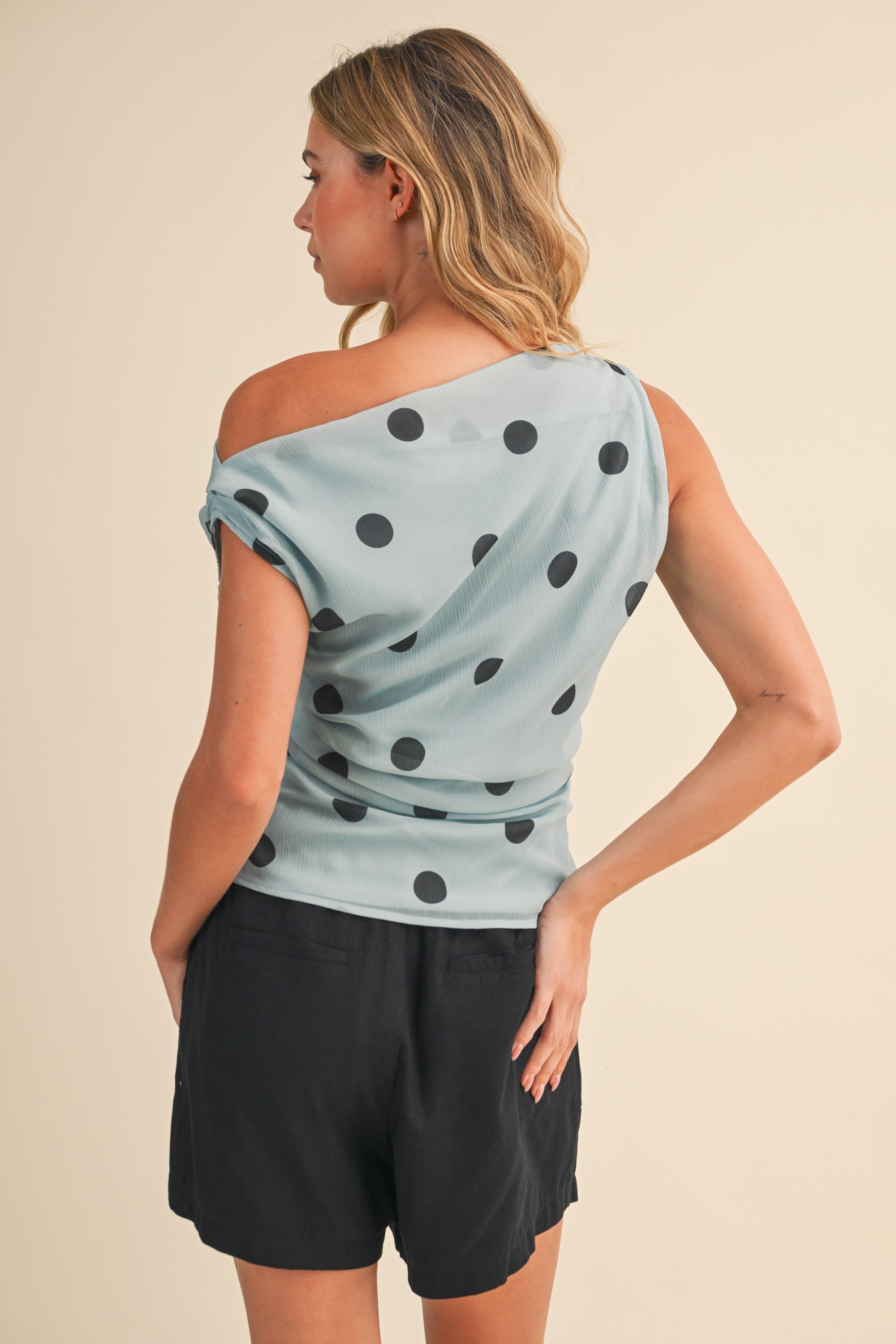 Polka Dot Asymmetrical Blouse
