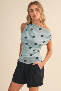 Polka Dot Asymmetrical Blouse