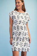 Embroidered Round Neck Mini Dress