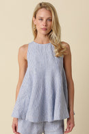 Linen Striped Peplum Top