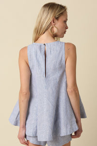 Linen Striped Peplum Top