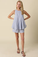 Linen Striped Peplum Top