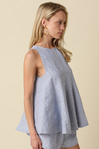 Linen Striped Peplum Top