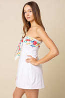Contrast Bow-Front Mini Dress