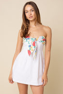 Contrast Bow-Front Mini Dress