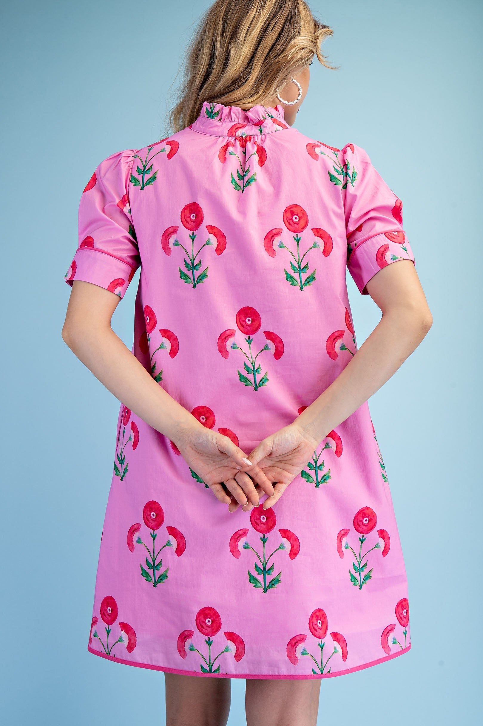 Bright Floral Button-Down Dress