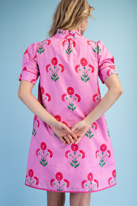 Bright Floral Button-Down Dress