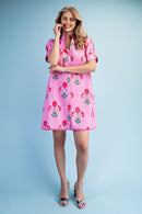 Bright Floral Button-Down Dress