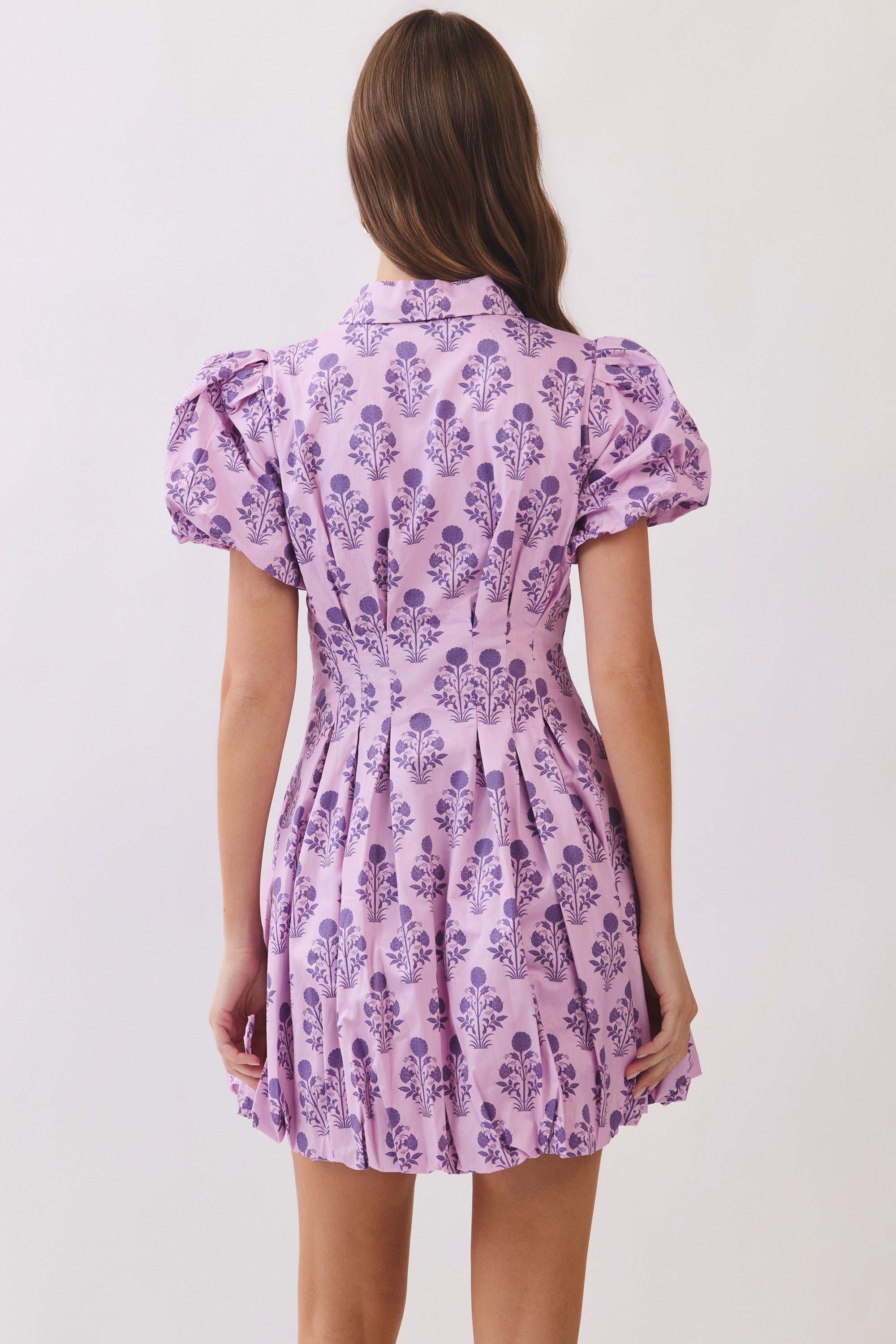 Puff Sleeve Bubble Hem Mini Dress