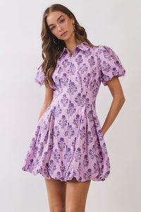 Puff Sleeve Bubble Hem Mini Dress