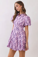 Puff Sleeve Bubble Hem Mini Dress